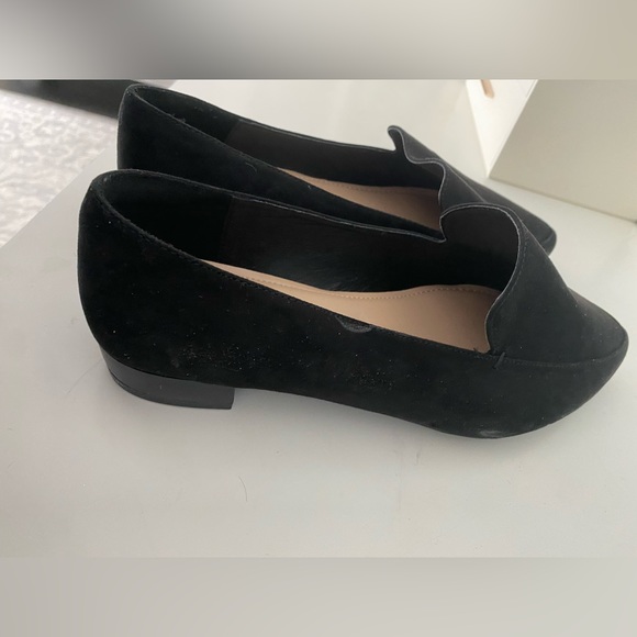 Black Suede Pointed Toe Loafers - Picture 2 of 6